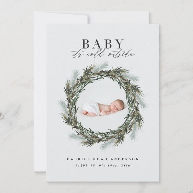 Birth announcement Christmas photo Holiday card (Front)