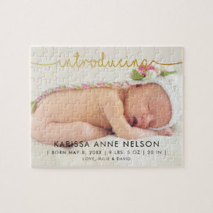 Birth Announcement Custom Baby Photo Keepsake Gift Jigsaw Puzzle