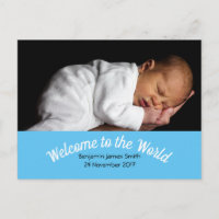 Birth Announcement Custom Photo Baby Boy
