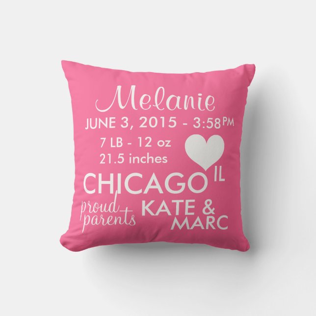 Birth Announcement Fully Customisation Pillow (Front)
