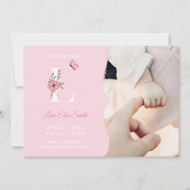 Birth Announcement Girl Initial L (Front)