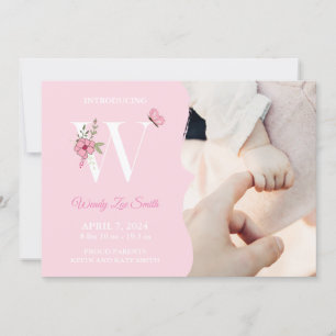 Birth Announcement Girl Initial W