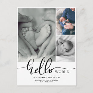Birth Announcement Hello World Photo Collage
