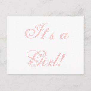 Birth Announcement "It's a, Girl!" Pink Card