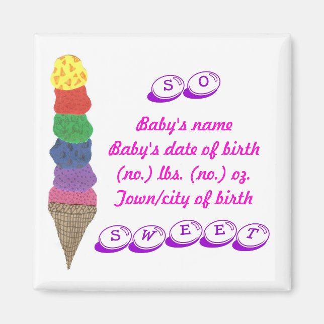 Birth announcement keepsake magnet (Front)
