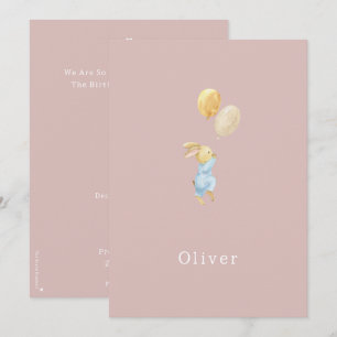 Birth Announcement Little Rabbit With Balloons