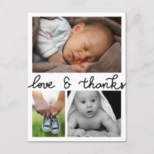 Birth Announcement Love And Thanks Three Photos Postcard