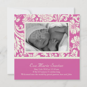 Birth Announcement - magenta floral