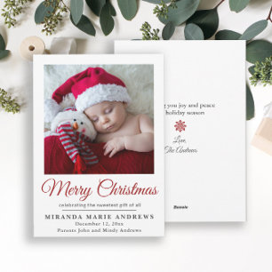 Birth Announcement Merry Christmas Photo 