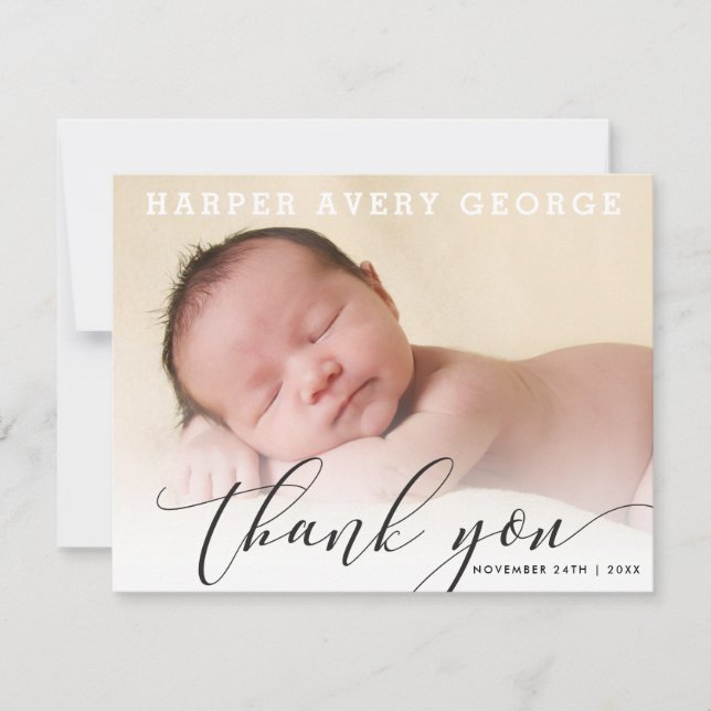 BIRTH ANNOUNCEMENT modern luxe callligraphy black (Front)