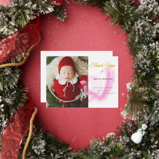  Birth Announcement Photo Boy Thank You,Foil Card