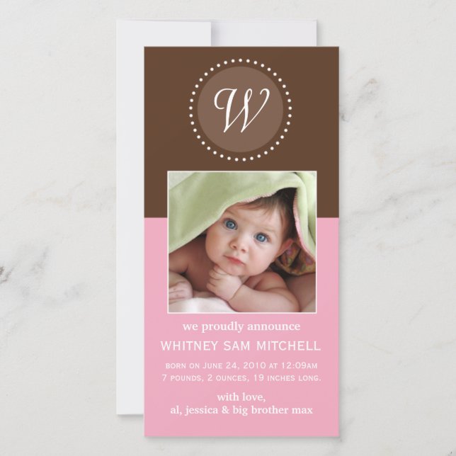 Birth Announcement Photo Card (Front)