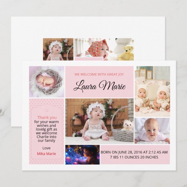 Birth Announcement Photo Card Template (Front/Back)