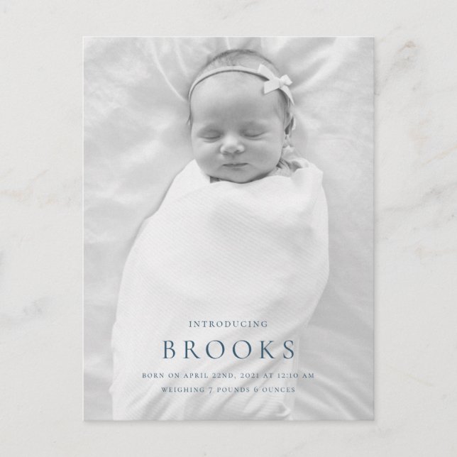 Birth Announcement Photo Post Card (Front)