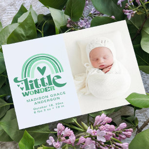 Birth Announcement Photo Postcard Little Wonder
