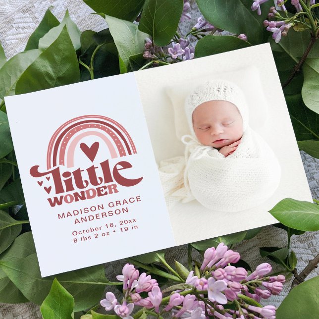 Birth Announcement Photo Postcard | Little Wonder (Creator Uploaded)