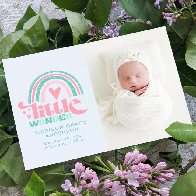 Birth Announcement Photo Postcard | Little Wonder (Creator Uploaded)