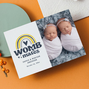 Birth Announcement Photo Postcard   Womb Mates