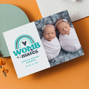 Birth Announcement Photo Postcard Womb Mates