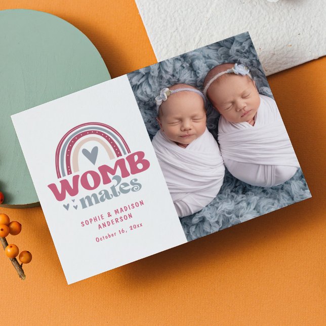 Birth Announcement Photo Postcard | Womb Mates (Creator Uploaded)