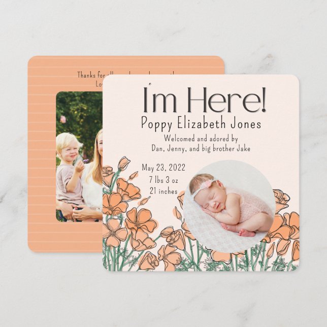 Birth Announcement | Poppy (Front/Back)