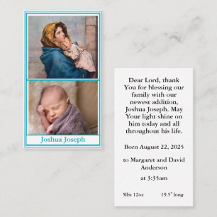 Birth Announcement Prayer Card