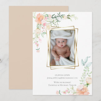 Birth Announcement | Spring Watercolor Flowers