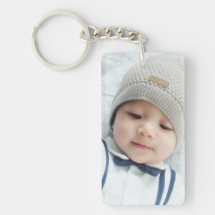 Birth Announcement with Custom Newborn Baby Photo Key Ring