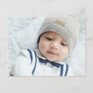 Birth Announcement with Custom Newborn Baby Photo Postcard