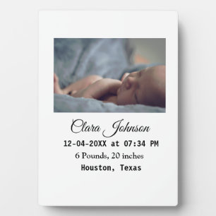 Birth announcements add photo date time place deta plaque