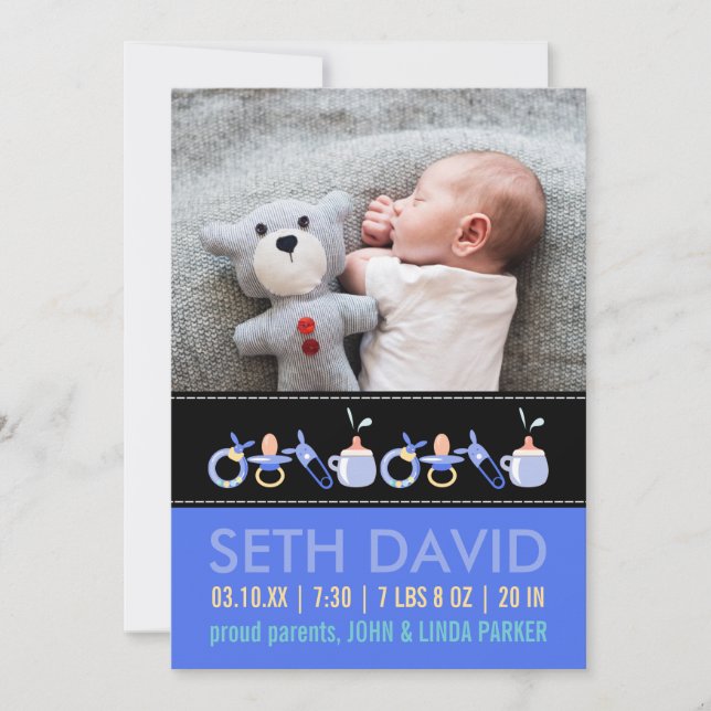 Birth Announcements for a Baby Boy (Front)