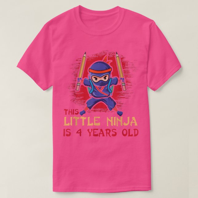 Birth Born Age 4 Years Old Samurai Japan Japanese  T-Shirt (Design Front)