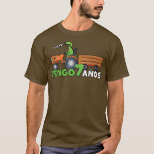 Birth Born Age 7 Years Old Truck Dinosaur Farmer T T-Shirt