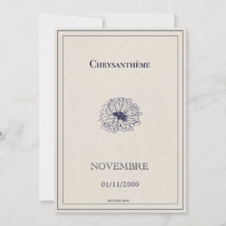 Birth card November, chrysanthemum