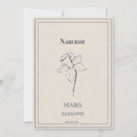 Birth card of the month of March narcisse