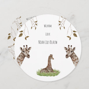 Birth card (round) - Giraf