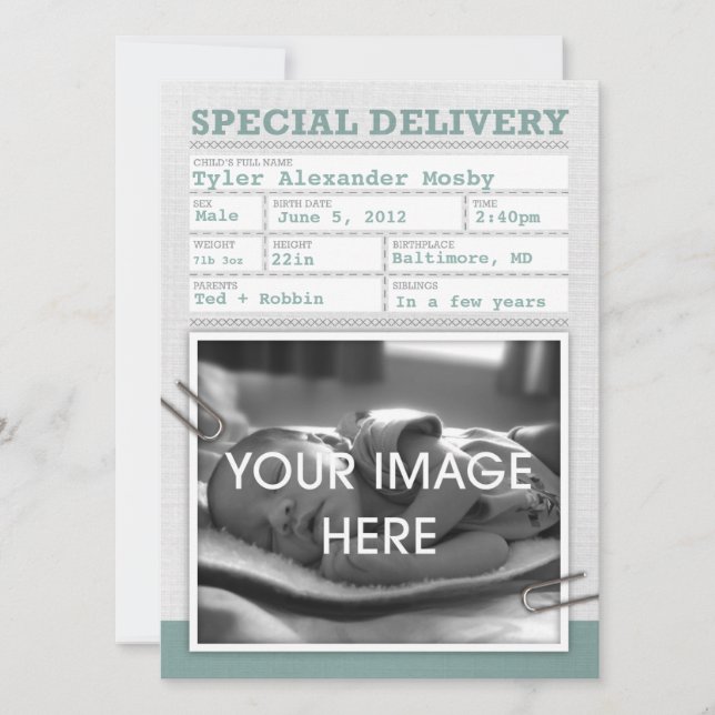 Birth Certificate Baby Announcement (Front)