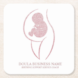 Birth Coach Square Paper Coaster