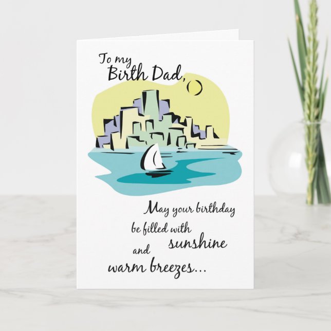 Birth Dad Sailboat City Birthday Card (Front)
