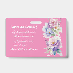 birth day and anniversary thanks ID badge