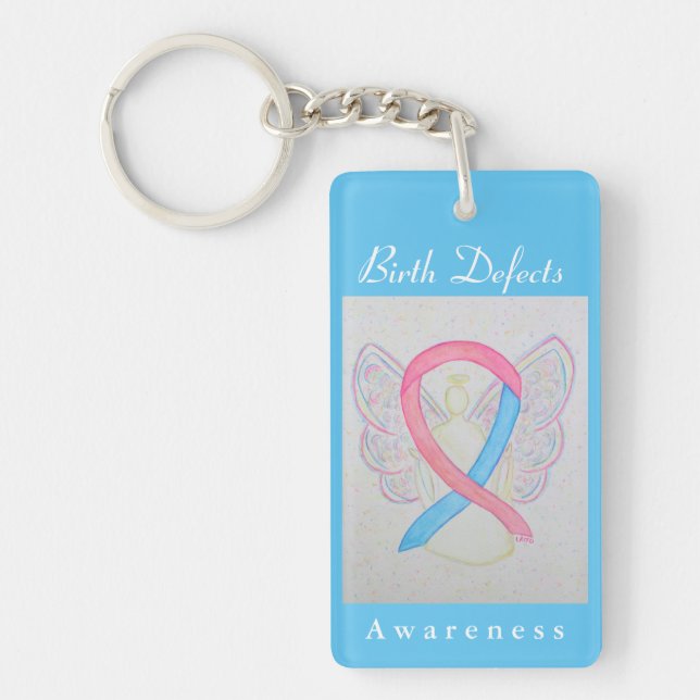 Birth Defects Awareness Ribbon Angel Keychain (Front)