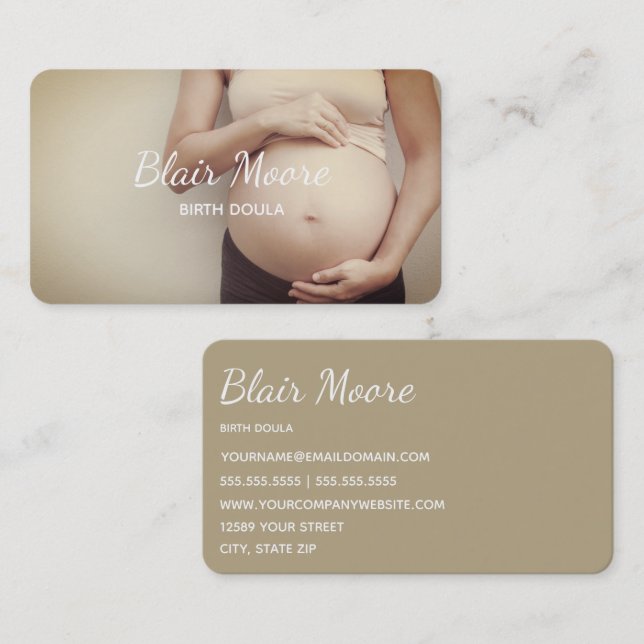 Birth Doula Midwife Pregnancy Business Card (Front/Back)