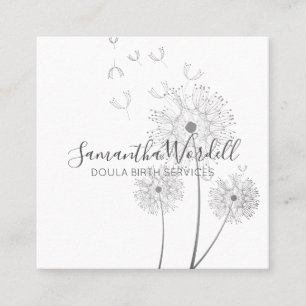 Birth Doula Or Midwife Floral Illustration Square Business Card