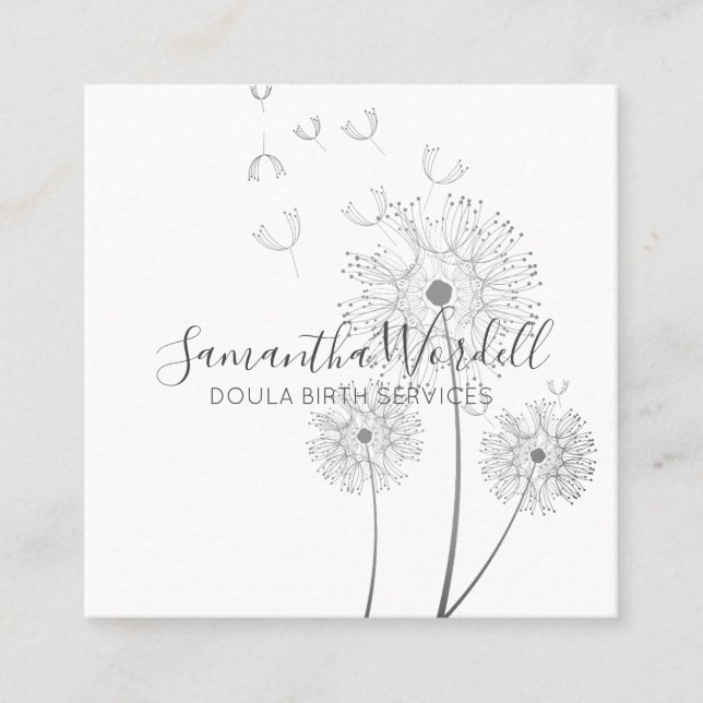Birth Doula Or Midwife Floral Illustration Square Business Card (Front)