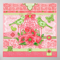 Birth Flower and Gem August Birdcage Poster