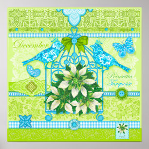 Birth Flower and Gem December Birdcage Poster