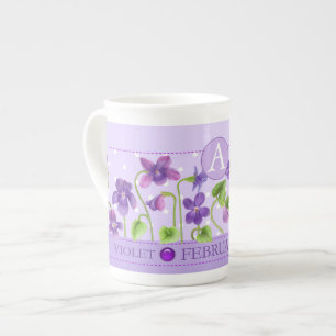 Birth Flower and Gem February Bone China Mug