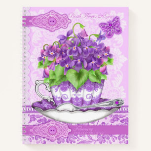 Birth Flower and Gem February Lace Lrge Notebook