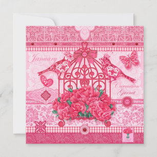Birth Flower and Gem January Birdcage Card