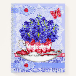 Birth Flower and Gem July Lace Lrge Notebook